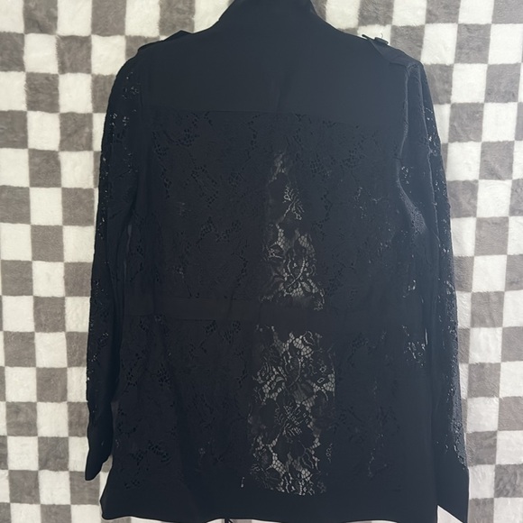 Beautiful black floral sheer jacket button up - Picture 11 of 15